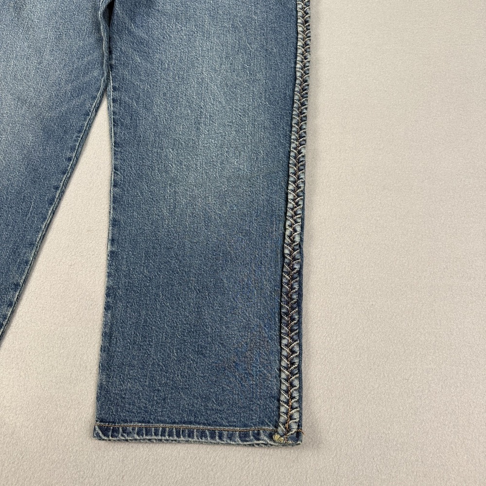 Express Womens Size 16 Wide Leg Cropped Jeans Medium Wash Braided Side Trim NWT - Picture 2 of 12